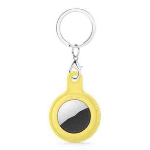 Gel Leather Case Cover with Switchable Keychain Ring for AirTag(Yellow)