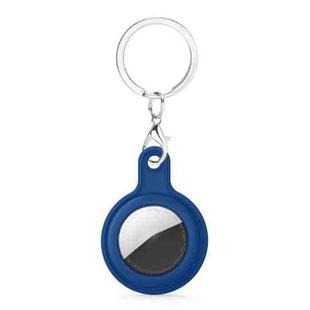 Gel Leather Case Cover with Switchable Keychain Ring for AirTag(Diamond Blue)