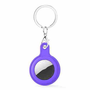 Gel Leather Case Cover with Switchable Keychain Ring for AirTag(Dark Purple)