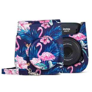 Flamingo Pattern Camera Bag with Shoulder Strap for Fujifilm Instax mini 11(Black Background)