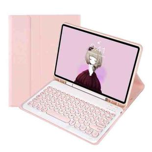 YT102B Detachable Candy Color Skin Feel Texture Round Keycap Bluetooth Keyboard Leather Case For iPad 10.2 2020 & 2019 / Air 2019 / Pro 10.5 inch(Pink)