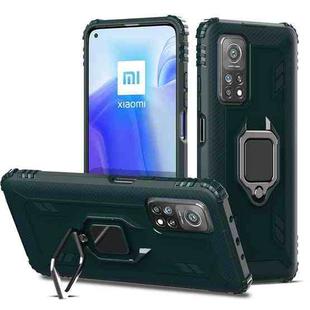 For Xiaomi Mi 10T / 10T Pro Carbon Fiber Protective Case with 360 Degree Rotating Ring Holder(Green)