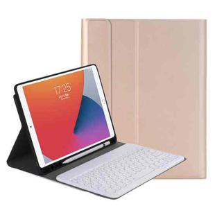 YA098B Detachable Lambskin Texture Round Keycap Bluetooth Keyboard Leather Tablet Case with Pen Slot & Stand For iPad Air 4 10.9 inch (2020) / Pro 11 inch (2020) & (2018)(Gold)