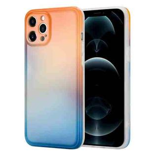 Colorful Halo Dyed Stripe Straight Edge Magic Cube Protective Case For iPhone 11(Orange Blue)