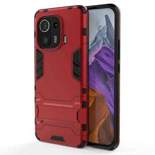 For Xiaomi Mi 11 Pro Shockproof PC + TPU Protective Case with Hidden Holder(Red)