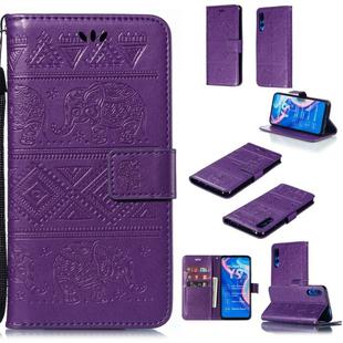 For Huawei Honor 9X Pro Elephant Embossing Horizontal Flip Leather Case with Holder & Card Slots & Wallet & Lanyard(Purple)