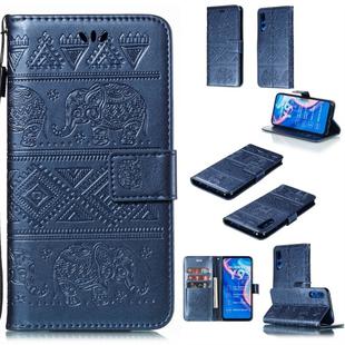 For Huawei Honor 9X Pro Elephant Embossing Horizontal Flip Leather Case with Holder & Card Slots & Wallet & Lanyard(Blue)