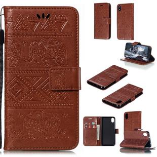 For Xiaomi Redmi 7A Elephant Embossing Horizontal Flip Leather Case with Holder & Card Slots & Wallet & Lanyard(Brown)