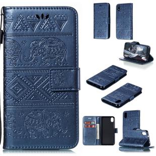 For Xiaomi Redmi 7A Elephant Embossing Horizontal Flip Leather Case with Holder & Card Slots & Wallet & Lanyard(Blue)