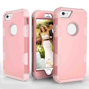 Contrast Color Silicone + PC Shockproof Case For iPhone 6(Rose Gold)