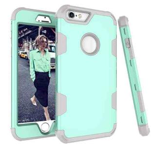 Contrast Color Silicone + PC Shockproof Case For iPhone 6 Plus(Mint Green+Grey)