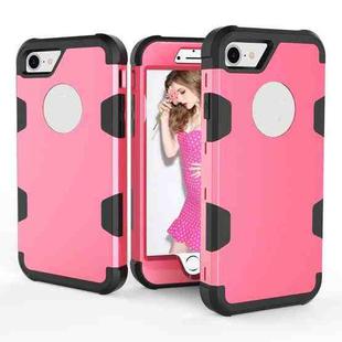 Contrast Color Silicone + PC Shockproof Case For iPhone 8 / 7(Rose Red+Black)