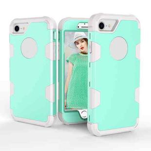 Contrast Color Silicone + PC Shockproof Case For iPhone 8 / 7(Mint Green+Grey)
