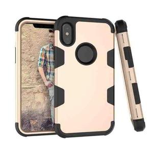 Contrast Color Silicone + PC Shockproof Case For iPhone XS / X(Gold+Black)