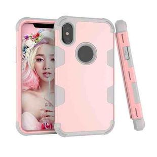 Contrast Color Silicone + PC Shockproof Case For iPhone XS / X(Rose Gold+Grey)