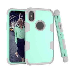 Contrast Color Silicone + PC Shockproof Case For iPhone XS / X(Mint Green+Grey)
