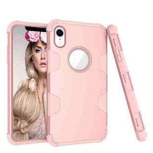 Contrast Color Silicone + PC Shockproof Case For iPhone XR(Rose Gold)