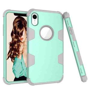 Contrast Color Silicone + PC Shockproof Case For iPhone XR(Mint Green+Grey)