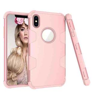 Contrast Color Silicone + PC Shockproof Case For iPhone XS Max(Rose Gold)