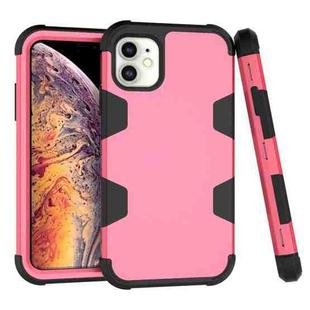 Contrast Color Silicone + PC Shockproof Case For iPhone 11(Rose Red+Black)