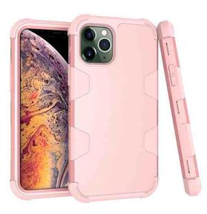 Contrast Color Silicone + PC Shockproof Case For iPhone 11 Pro Max(Rose Gold)