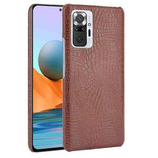 For Xiaomi Redmi Note 10 Pro (India version) / Note 10 Pro Max Shockproof Crocodile Texture PC + PU Case(Brown)