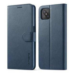 For OPPO A72 / A73 / A53 5G LC.IMEEKE Calf Texture Horizontal Flip Leather Case, with Holder & Card Slots & Wallet(Blue)