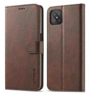 For OPPO A72 / A73 / A53 5G LC.IMEEKE Calf Texture Horizontal Flip Leather Case, with Holder & Card Slots & Wallet(Brown)