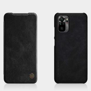 For Xiaomi Redmi Note 10 4G NILLKIN QIN Series Crazy Horse Texture Horizontal Flip Leather Case with Card Slot(Black)