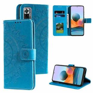 For Xiaomi Redmi Note 10 Pro Max Totem Flower Embossed Horizontal Flip TPU + PU Leather Case with Holder & Card Slots & Wallet(Blue)