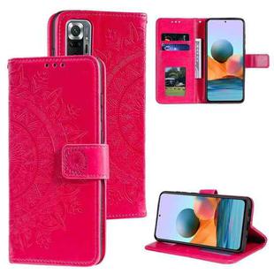 For Xiaomi Redmi Note 10 Pro Max Totem Flower Embossed Horizontal Flip TPU + PU Leather Case with Holder & Card Slots & Wallet(Red)