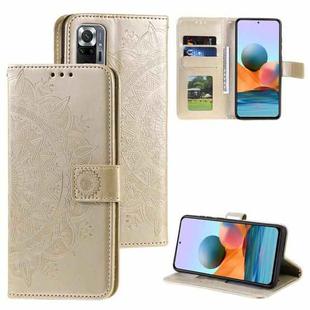 For Xiaomi Redmi Note 10 Pro Max Totem Flower Embossed Horizontal Flip TPU + PU Leather Case with Holder & Card Slots & Wallet(Gold)
