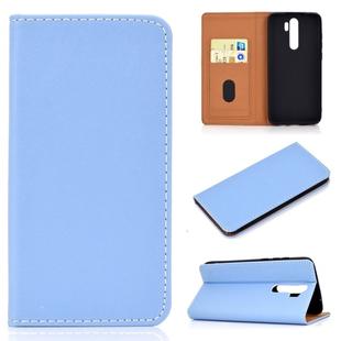 For Xiaomi Redmi Note 8 Pro Solid Color Magnetic Horizontal Flip Leather Case with Card Slot & Holder(Blue)