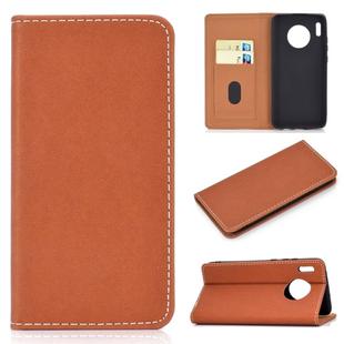 For Huawei Mate 30 Solid Color Magnetic Horizontal Flip Leather Case with Card Slot & Holder(Brown)