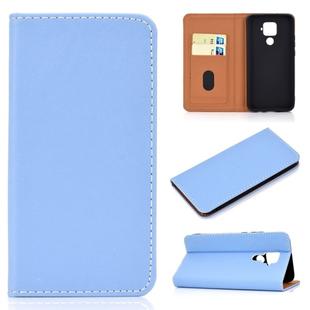 For Huawei Mate 30 Lite Solid Color Magnetic Horizontal Flip Leather Case with Card Slot & Holder(Blue)