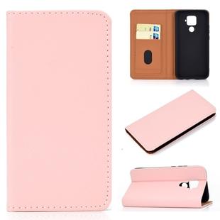 For Huawei Mate 30 Lite Solid Color Magnetic Horizontal Flip Leather Case with Card Slot & Holder(Pink)