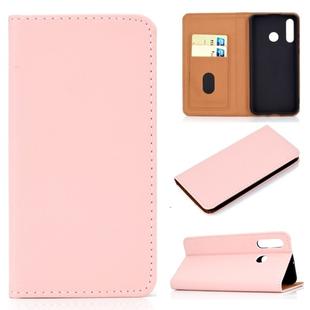 For Huawei P30 Lite Solid Color Magnetic Horizontal Flip Leather Case with Card Slot & Holder(Pink)