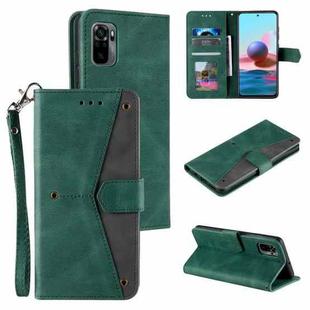 For Xiaomi Redmi Note 10 5G Stitching Calf Texture Horizontal Flip Leather Case with Holder & Card Slots & Wallet(Green)