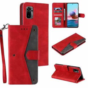 For Xiaomi Redmi Note 10 5G Stitching Calf Texture Horizontal Flip Leather Case with Holder & Card Slots & Wallet(Red)