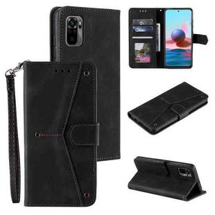 For Xiaomi Redmi Note 10 5G Stitching Calf Texture Horizontal Flip Leather Case with Holder & Card Slots & Wallet(Black)