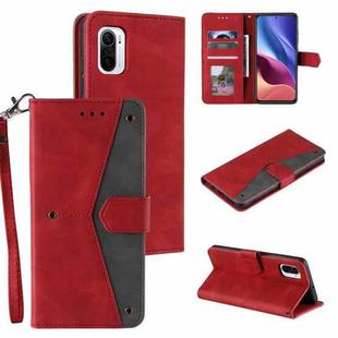For Xiaomi Redmi K40 Stitching Calf Texture Horizontal Flip Leather Case with Holder & Card Slots & Wallet(Red)