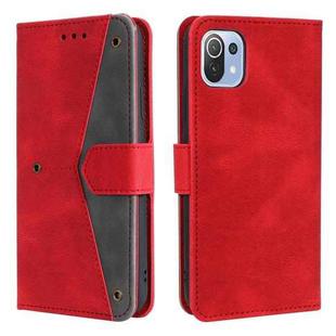 For Xiaomi Mi 11 Lite Stitching Calf Texture Horizontal Flip Leather Case with Holder & Card Slots & Wallet(Red)