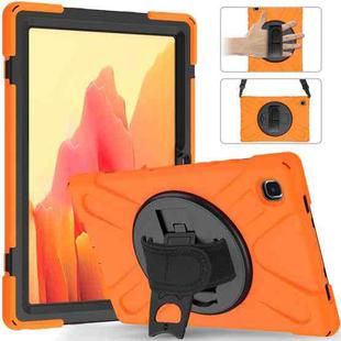 For Samsung Galaxy Tab A7 10.4 2020 T500 / T505 Shockproof Colorful Silicone + PC Protective Case with Holder & Shoulder Strap & Hand Strap(Orange)