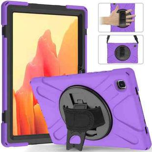 For Samsung Galaxy Tab A7 10.4 2020 T500 / T505 Shockproof Colorful Silicone + PC Protective Case with Holder & Shoulder Strap & Hand Strap(Purple)