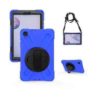 For Samsung Galaxy Tab A 8.4 2020 T307U Shockproof Colorful Silicone + PC Protective Case with Holder & Shoulder Strap & Hand Strap(Blue)