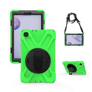 For Samsung Galaxy Tab A 8.4 2020 T307U Shockproof Colorful Silicone + PC Protective Case with Holder & Shoulder Strap & Hand Strap(Green)