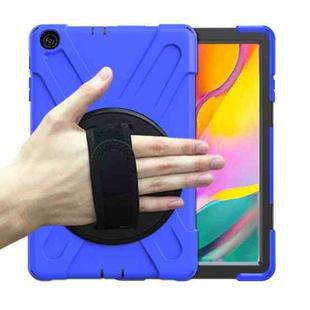 For Samsung Galaxy Tab A 10.1 (2019) T515 / T510 Shockproof Colorful Silicone + PC Protective Case with Holder & Shoulder Strap & Hand Strap(Blue)
