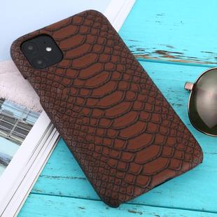 For iPhone 11 Snakeskin Texture Paste Skin PC Protective Case(Brown)