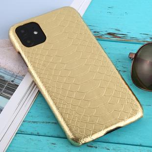 For iPhone 11 Snakeskin Texture Paste Skin PC Protective Case(Gold)