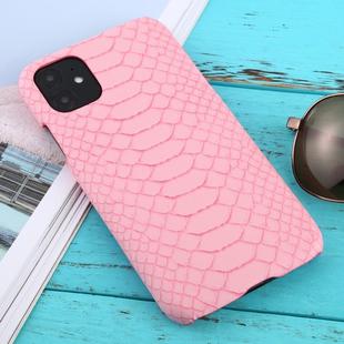For iPhone 11 Snakeskin Texture Paste Skin PC Protective Case(Pink)
